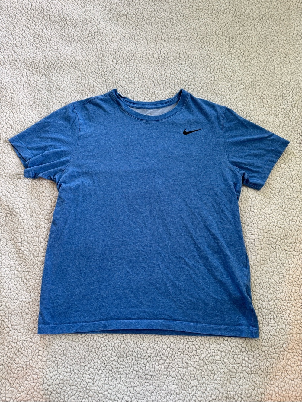 Nike Men’s Heather Blue Crew Neck Tee with Black Swoosh